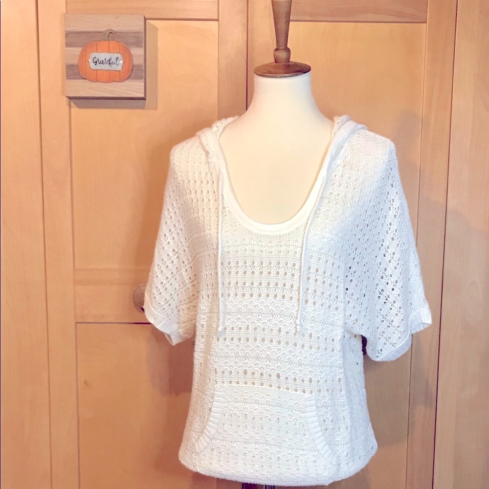 American Eagle Crochet 3/4 Sleeve Hoodie NWOT